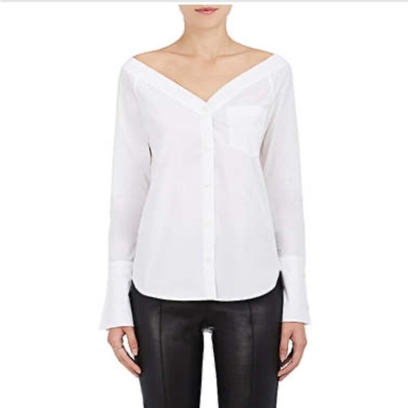 A.L.C. Wes Cotton Off the Shoulder Button Down